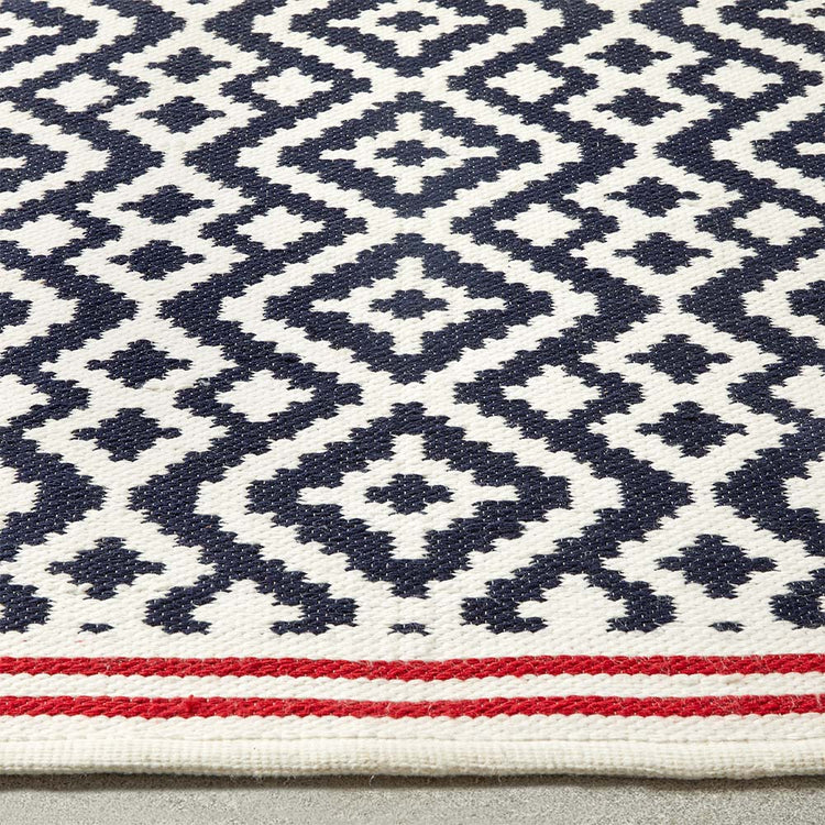 Aztec Washable Rug Navy/Red