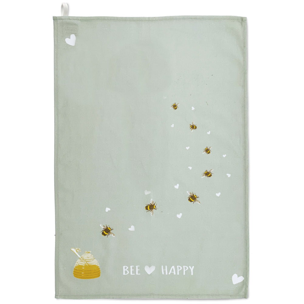 Bees - Tea Towel Design 1 - Sage Green