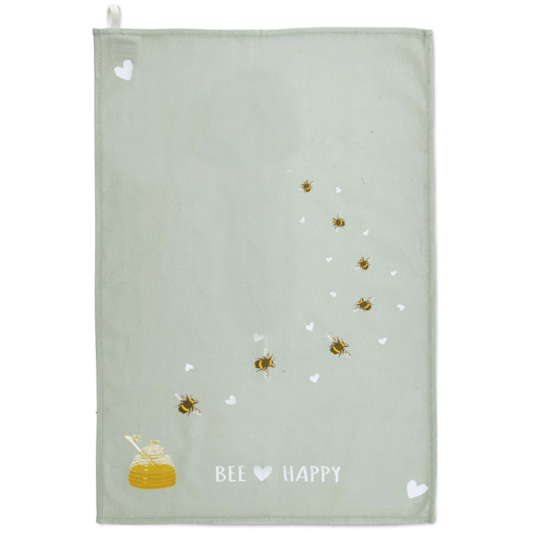 Bees - Tea Towel Design 1 - Sage Green