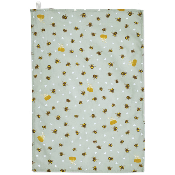 Set of 3 Sage Green Polka Dot Elsie Tea Towels