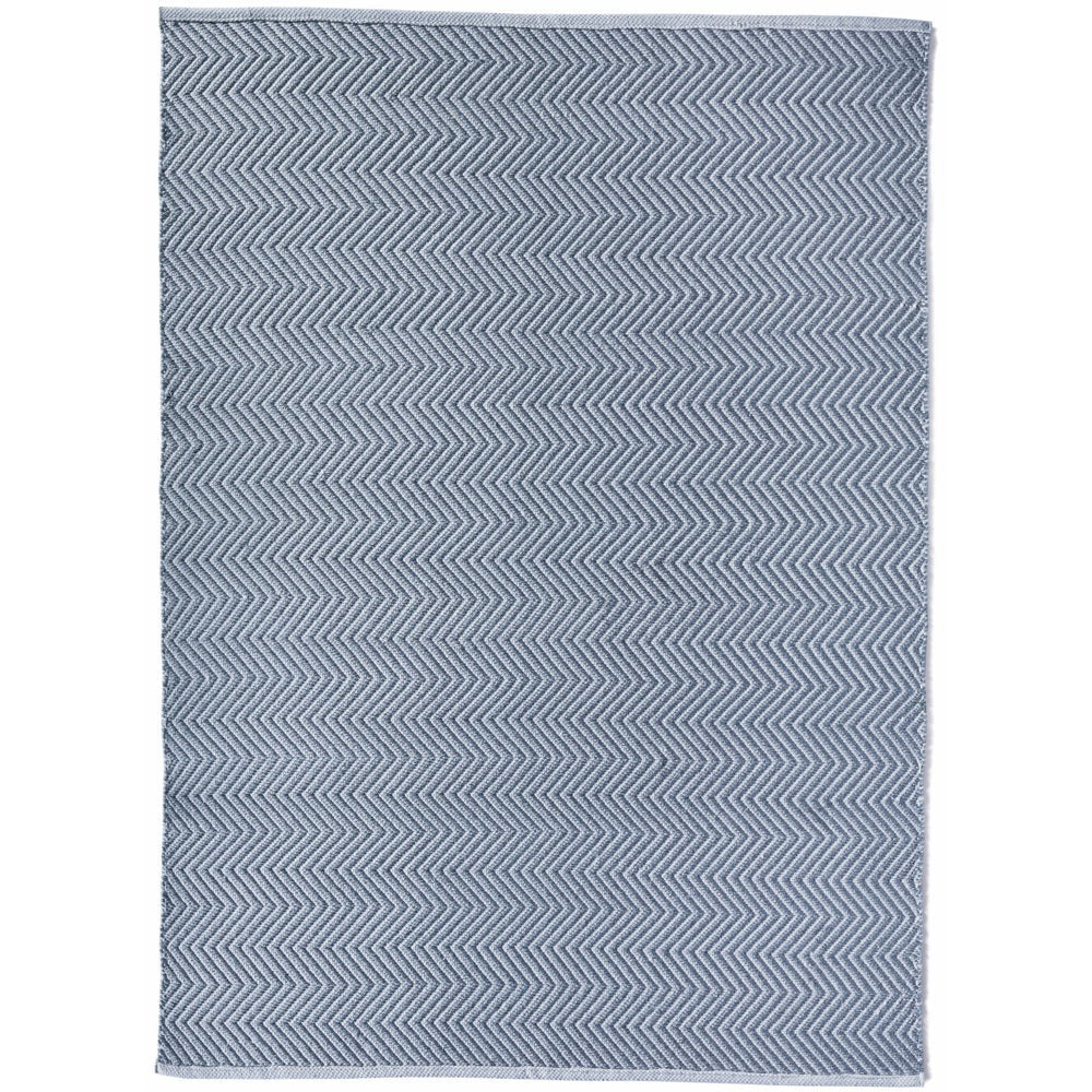 Herringbone Washable Rug Denim Blue