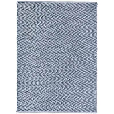 Herringbone Washable Rug Denim Blue