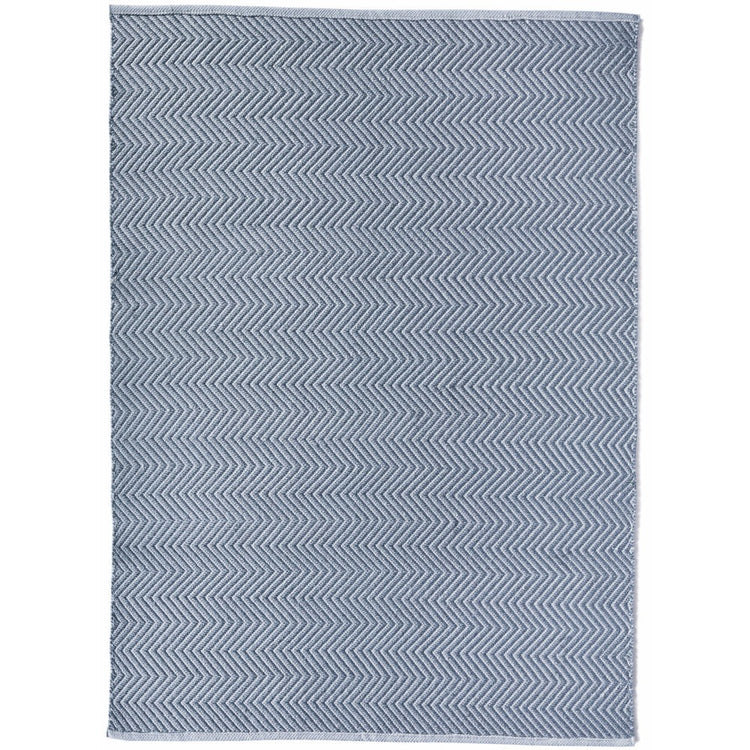 Herringbone Washable Rug Denim Blue