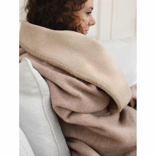 Pure Yorkshire Wool Diamond Blanket in Mushroom and Cream. Super Soft hotsell and Luxurious.