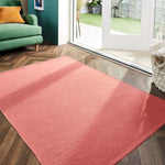 Plain Washable Rug Coral Pink