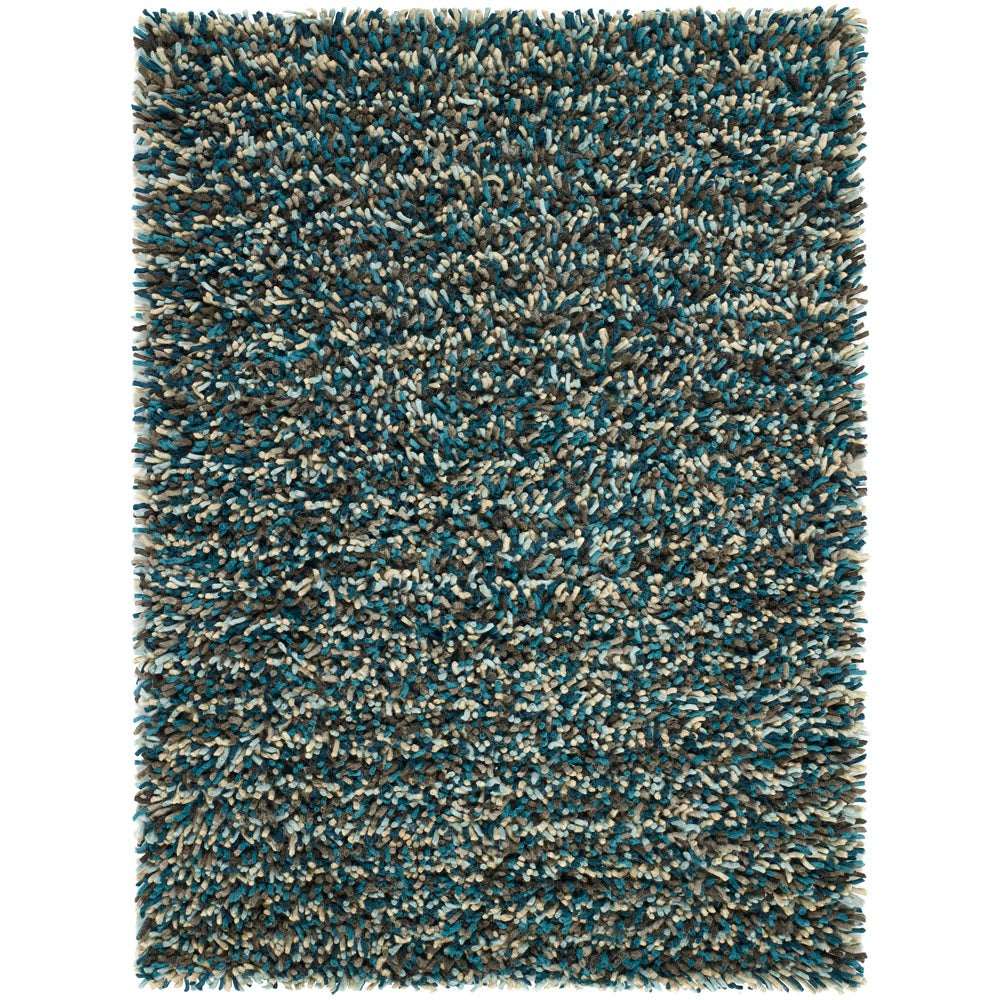 Rocks Shaggy Wool Rug Blue